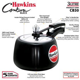 HAWKINS Contura Black compact 3L size fits small kitchens.