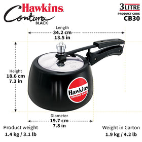 HAWKINS Contura Black ergonomic handle design for easy lifting.