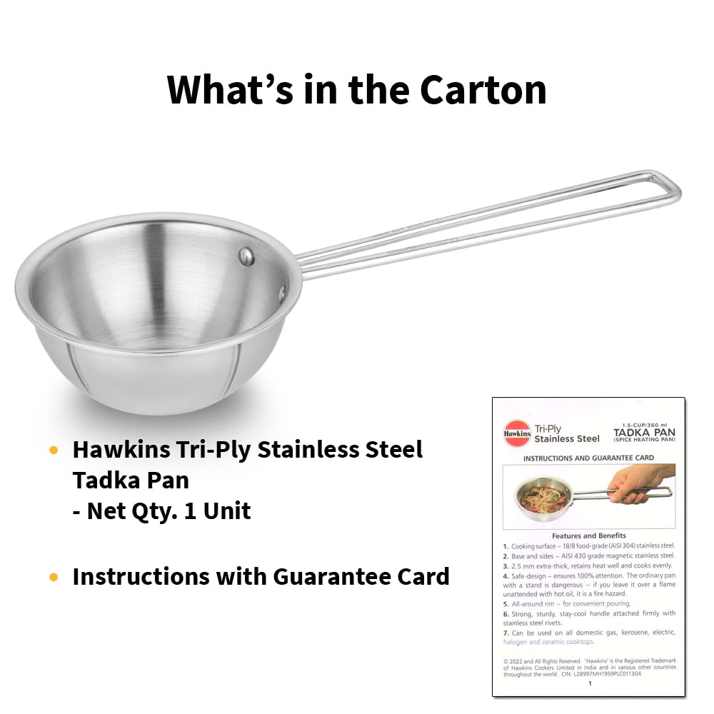 Hawkins Tadka Pan induction-base compatible with various stoves.