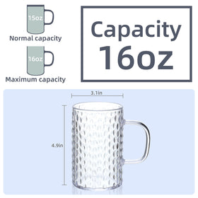 Close-up of Hawnn clear plastic mug with ergonomic handle for secure grip.
