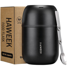 HAWEEK insulated soup thermo 17oz exterior in stainless steel for hot meals on the go.