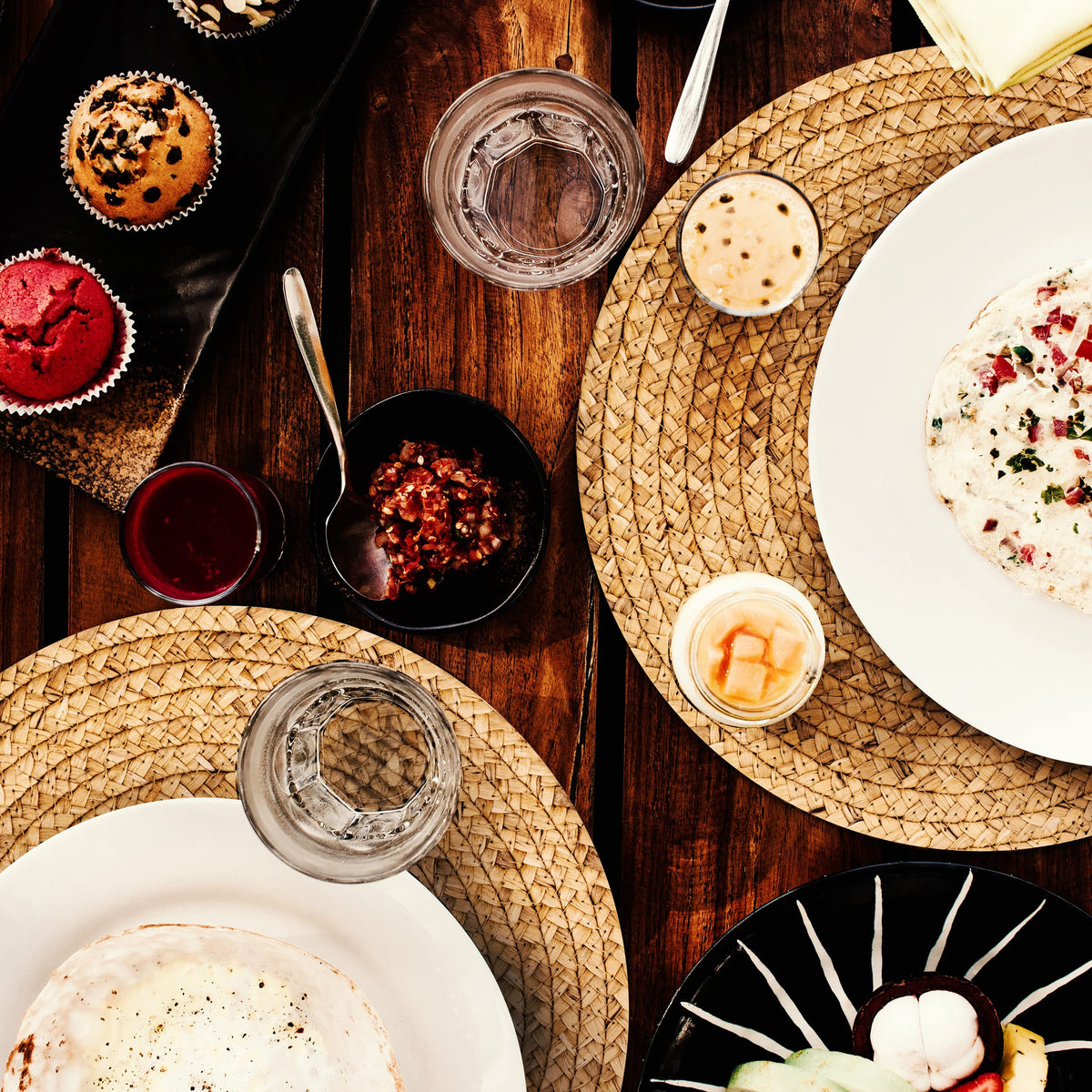 HaxHut indoor-outdoor placemats fit kitchens, patios, and living spaces