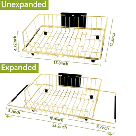 HAYAWEY golden expandable rack shown from the side indicating compact storage.