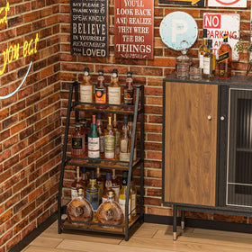 Hayexiha 3-tier liquor stand in corner placement for versatile setup.