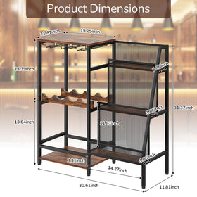 Hayexiha mini bar table with four-bottle wine rack display
