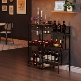 Hayexiha mini bar table with wine glass holders in use