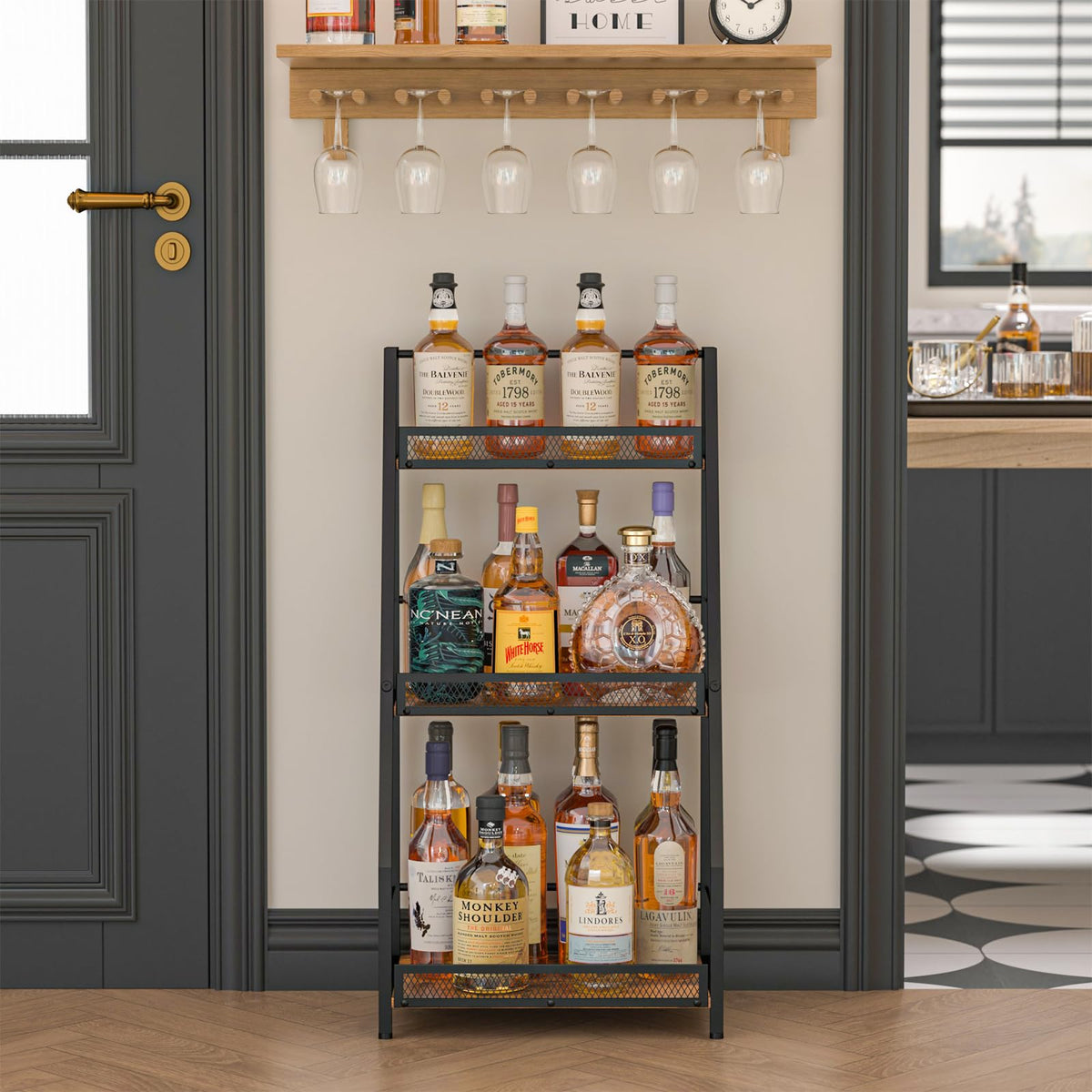 Hayexiha stepped design display emphasizes bottle visibility.