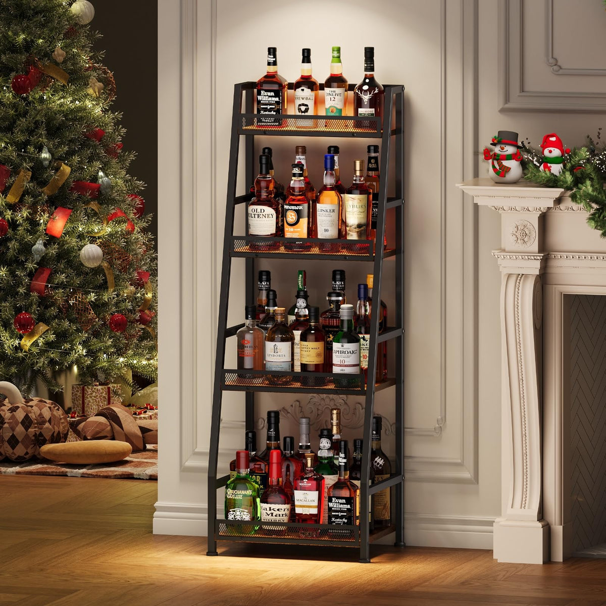 Hayexiha sturdy MDF and iron construction supports heavy bottles