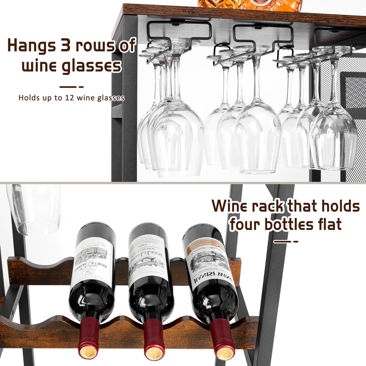 Hayexiha versatile liquor stand right view with sturdy frame