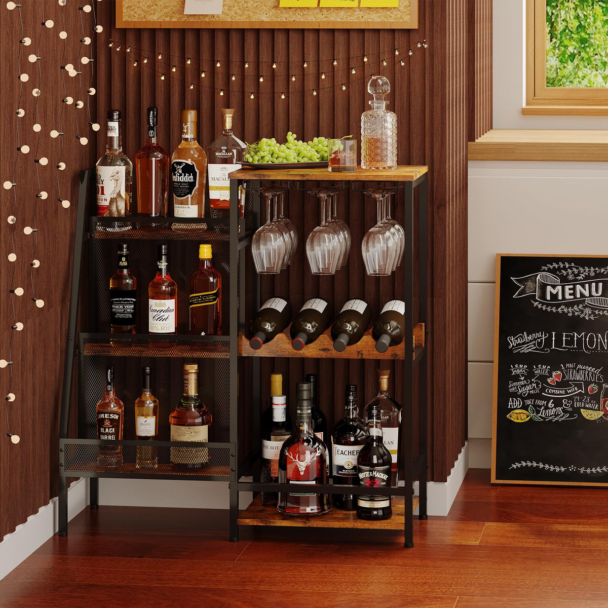 Hayexiha versatile liquor stand three-tier display with diamond mesh