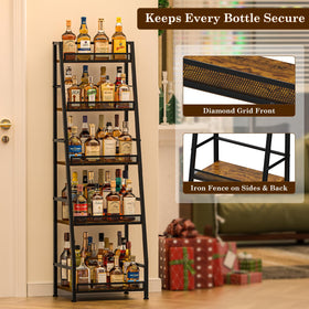 Hayexiha versatile stylish liquor cabinet for wine, whiskey, syrups with rustic charm.