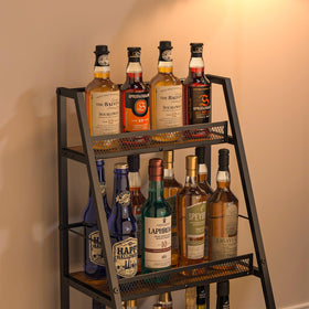 Hayexiha wood and iron construction ensures sturdy bottle storage.
