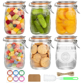 HAYHOI 32oz mason jar with wide mouth and airtight lid for bulk ingredients.