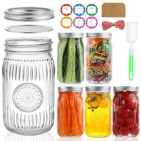 HAYHOI 32 oz wide-mouth jar with embossed design for easy grip and display