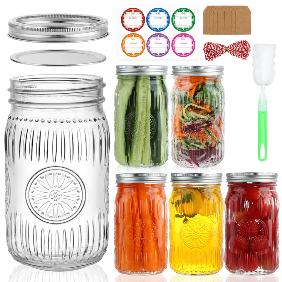 HAYHOI 32 oz wide-mouth jar with embossed design for easy grip and display