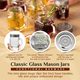 Hayley Cherie 2oz mason shooter jars with handles for easy sipping