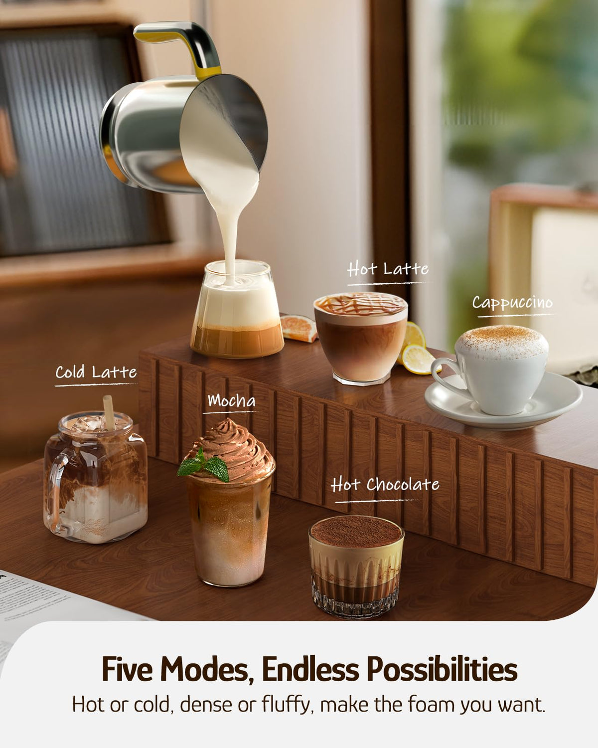 Hazel Quinn Milk Frother four temperature settings for customizable drinks