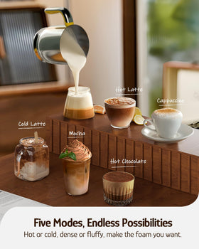 Hazel Quinn Milk Frother four temperature settings for customizable drinks