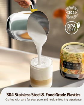 Hazel Quinn Milk Frother magnetic base keeps the jug steady
