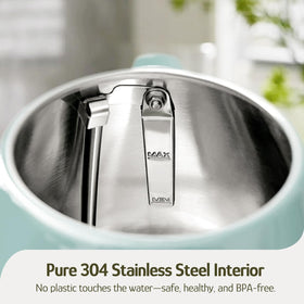 Stainless steel interior and lid ensure BPA-free water contact for purity.