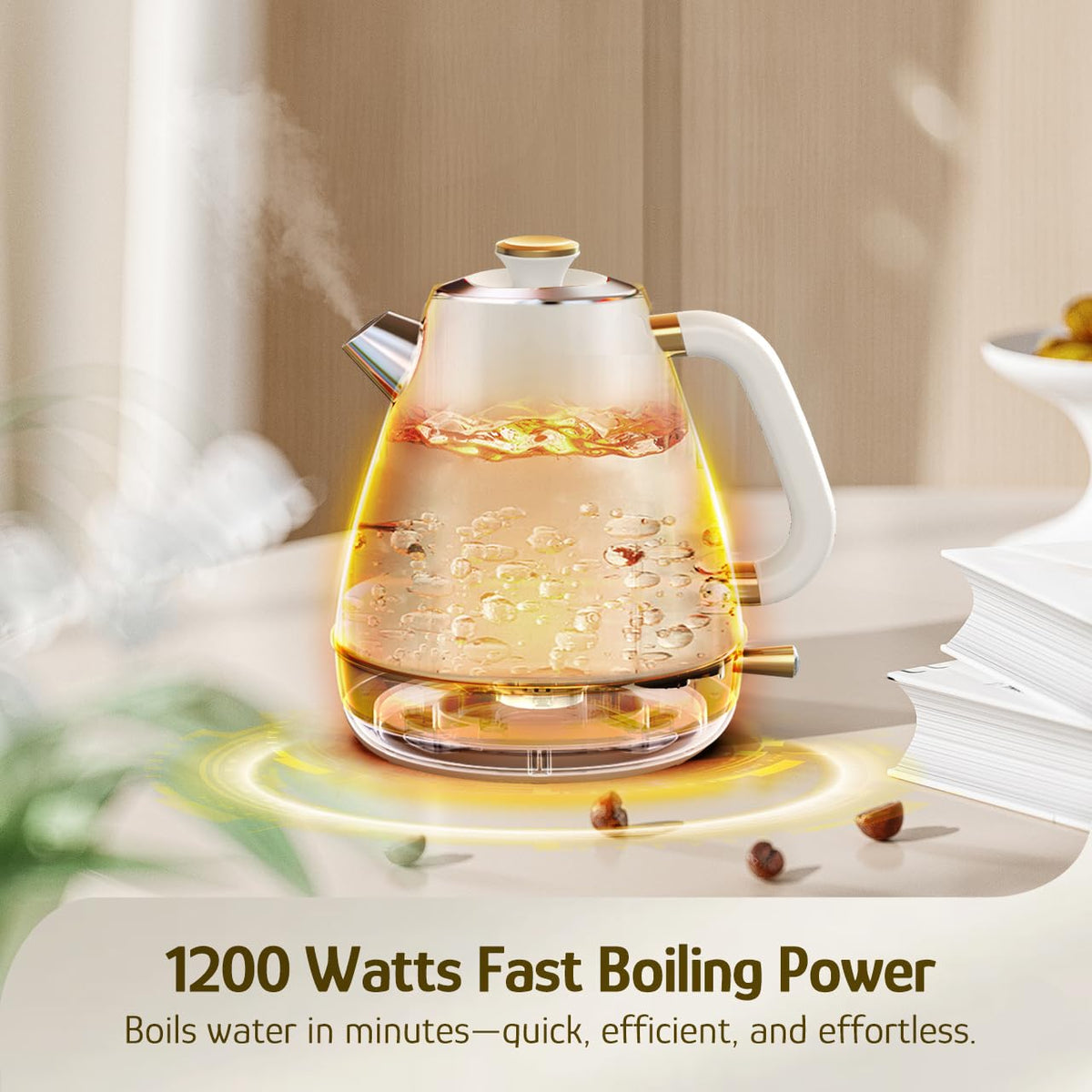 Hazel Quinn Retro Kettle 1.7L capacity ready to brew multiple cups.