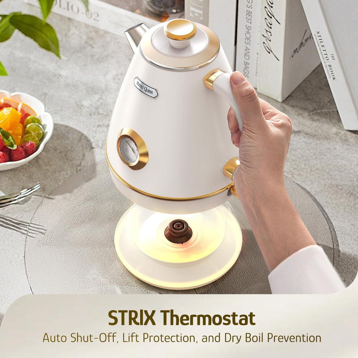 Hazel Quinn Retro Kettle pearl white design for a stylish kitchen upgrade.