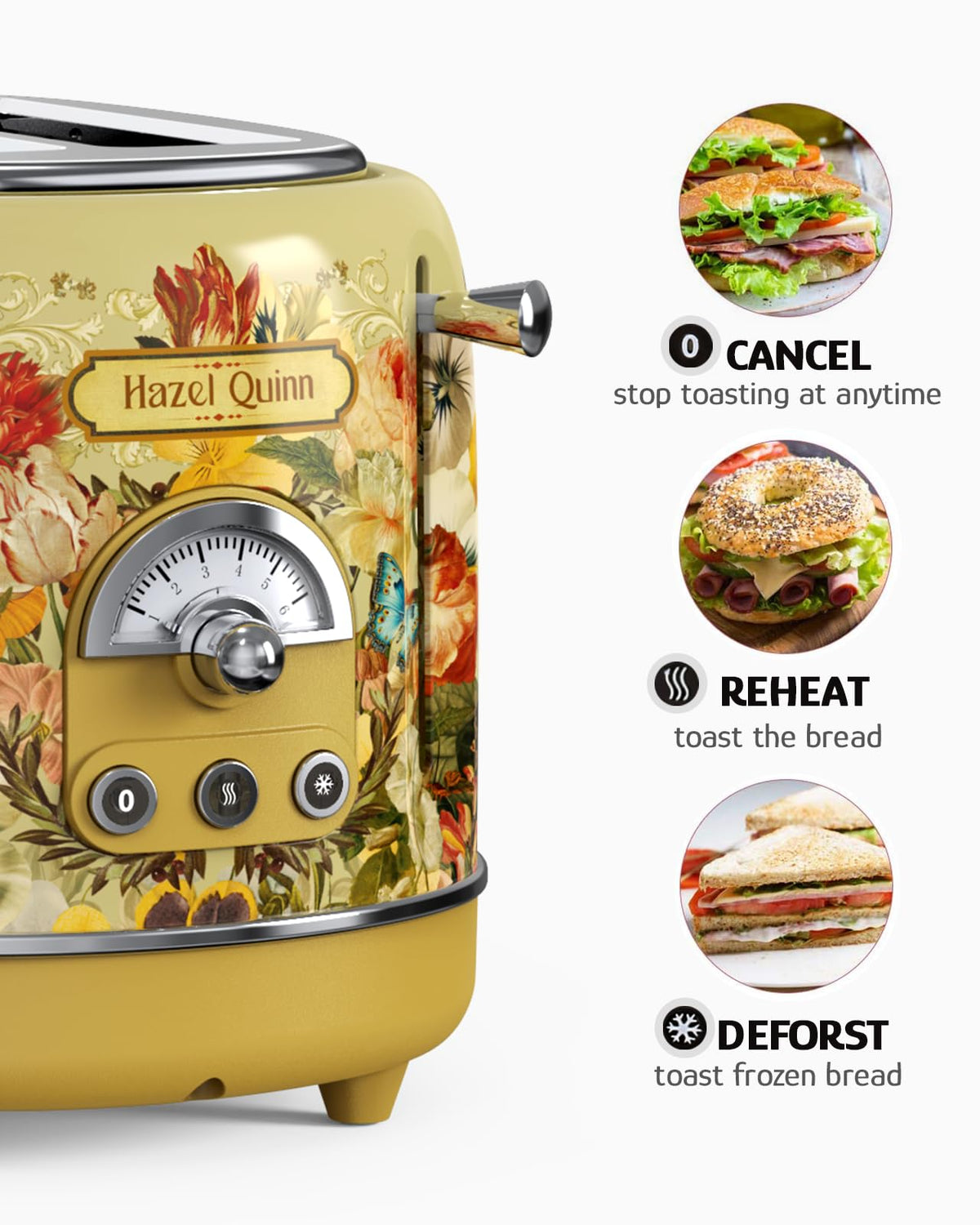 Hazel Quinn toaster auto-centering feature in action.