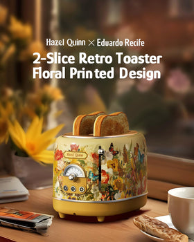 Hazel Quinn toaster close-up of the browning dial for precise toasting.