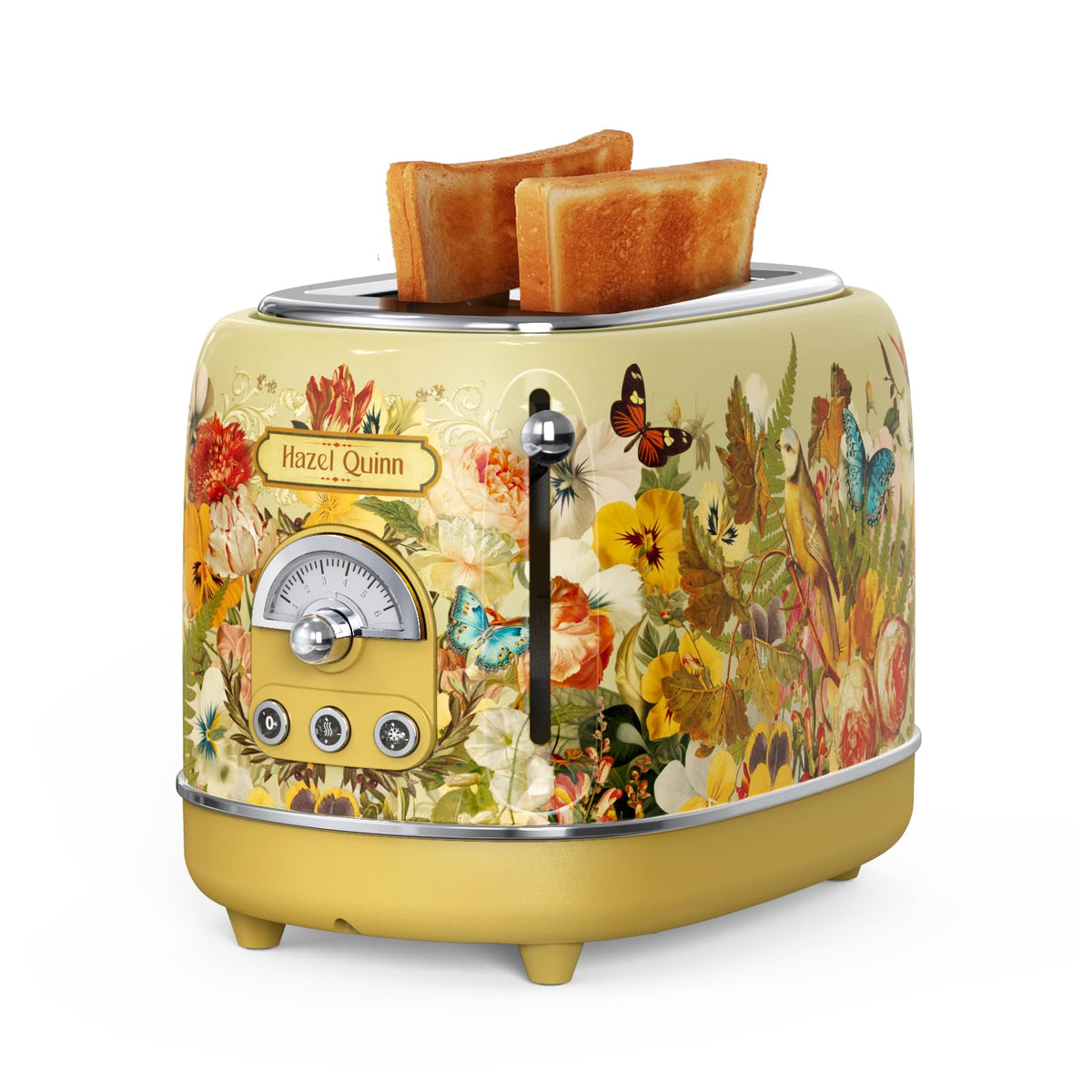 Hazel Quinn 2-slice toaster front view with wide 1.5-inch slots.