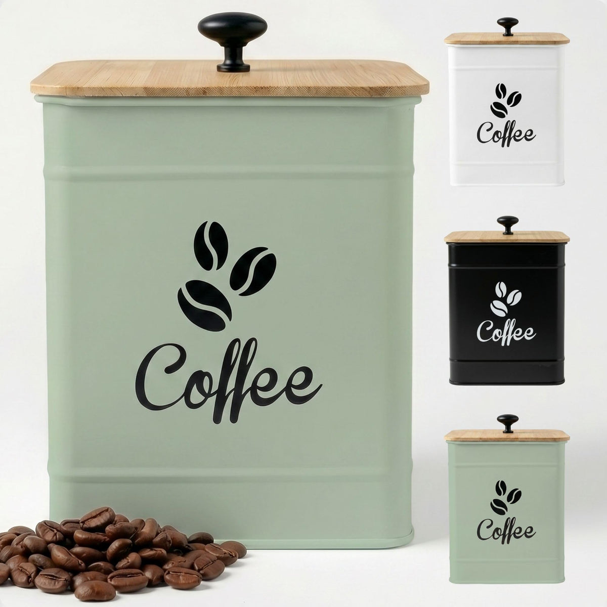 HB Design Co Airtight Coffee Canister in Sage Green keeps beans fresh and organized.