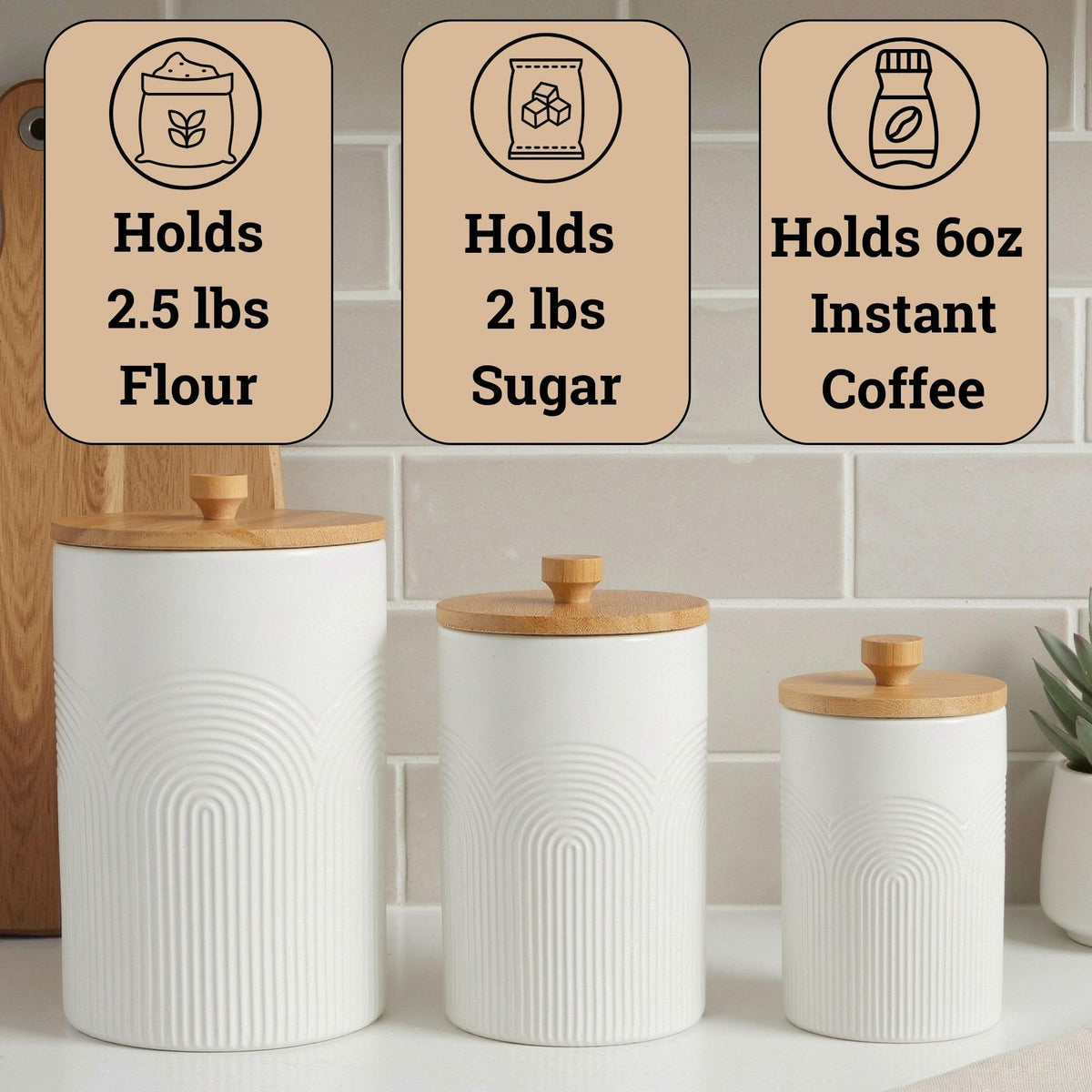 HB Design Co bamboo-lid canisters seal freshness while adding natural warmth.