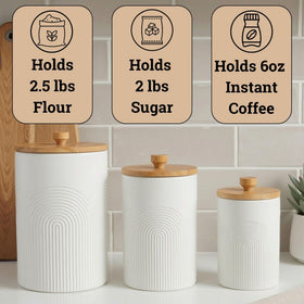 HB Design Co bamboo-lid canisters seal freshness while adding natural warmth.