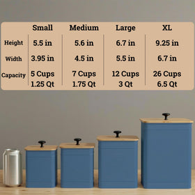 HB Design Co. blue canisters complement farmhouse and modern decor.