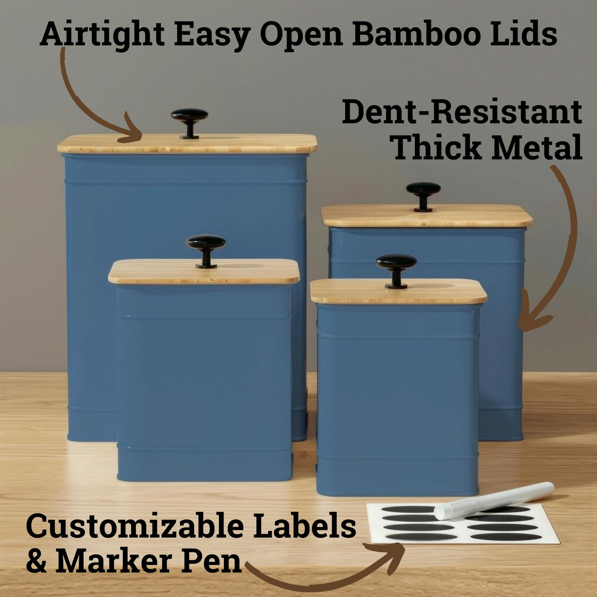 HB Design Co. canister mouths with large opening for easy scooping and filling.