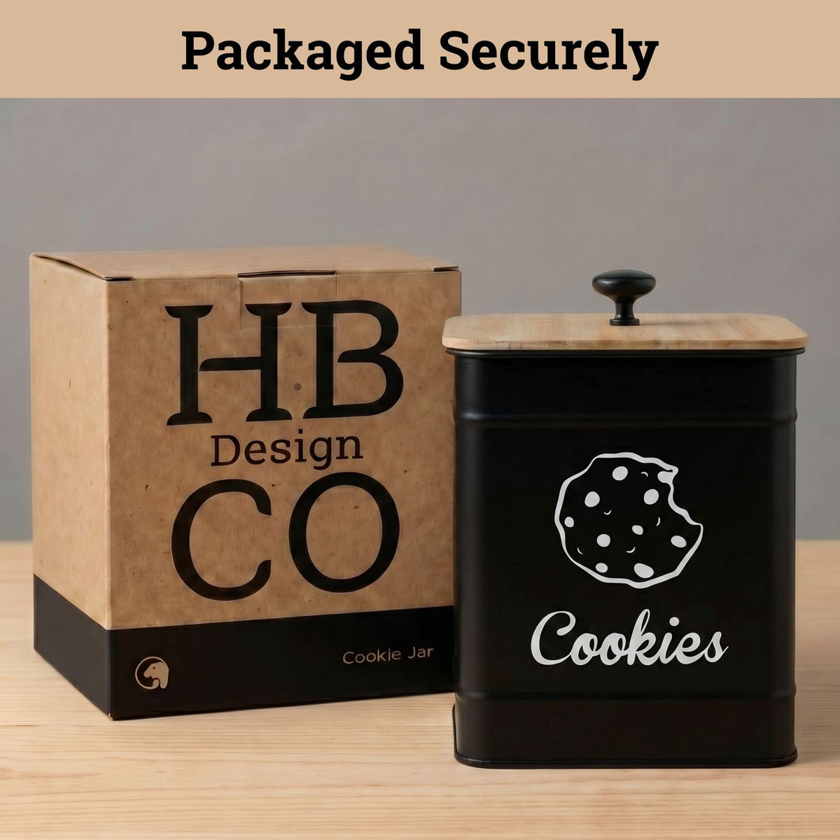 HB Design Co 1 gallon jar stores treats near hand for quick snacking.