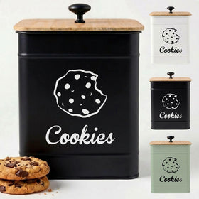 HB Design Co cookie jar with airtight lid keeps cookies fresh on the counter.