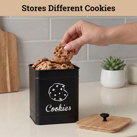 HB Design Co countertop storage keeps cookies reachable while adding farmhouse flair.