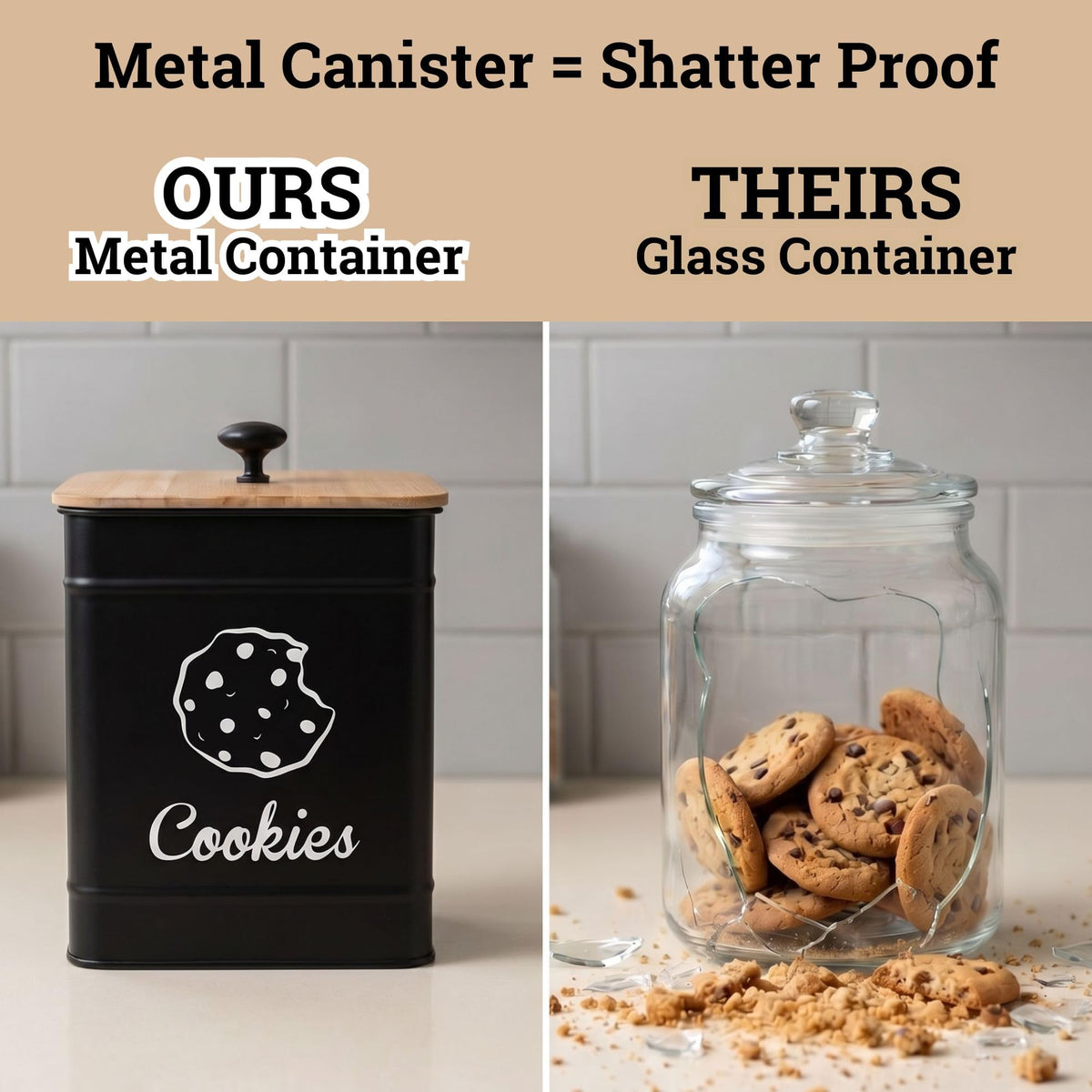 HB Design Co large capacity jar holds plenty of cookies without crowding countertops.