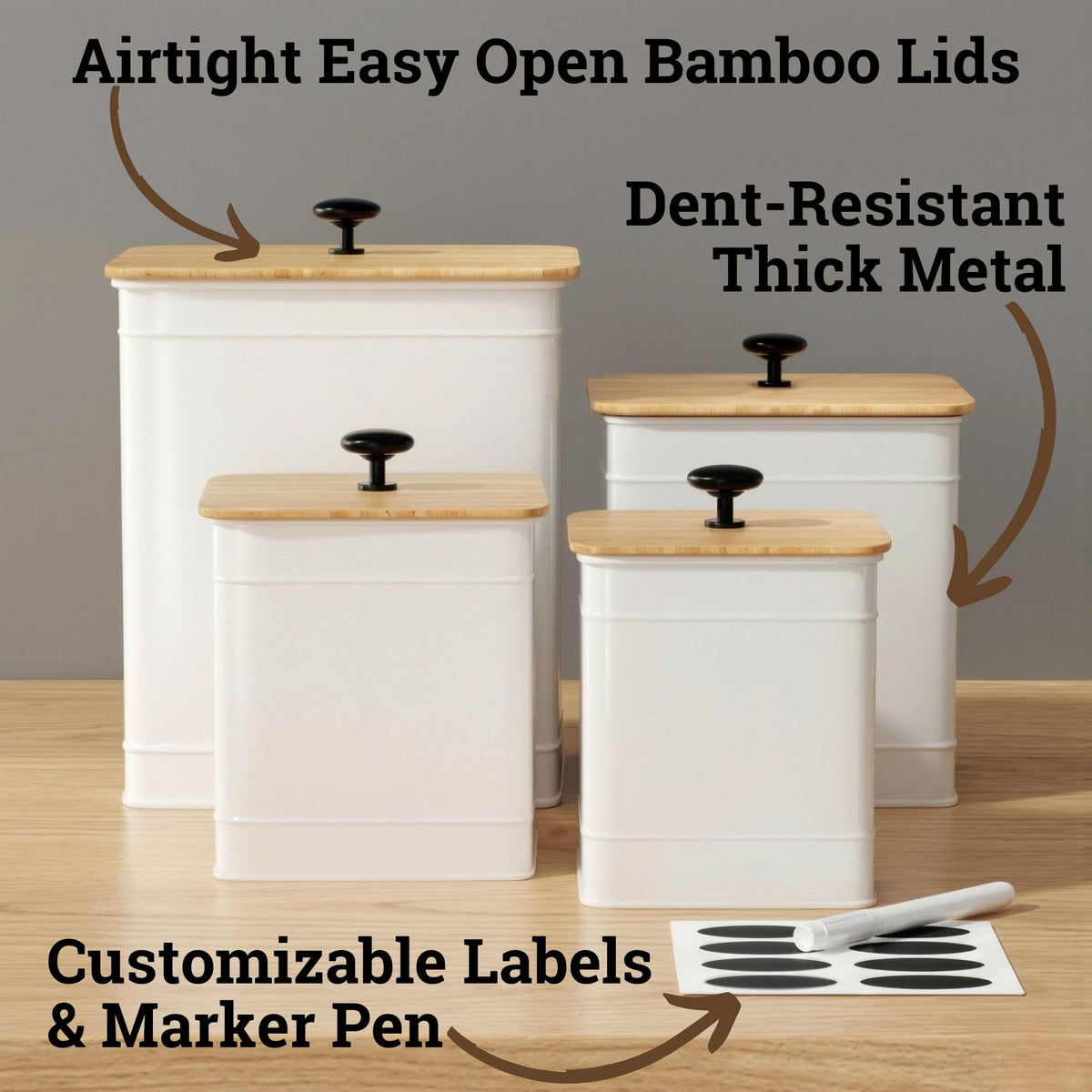 HB Design Co canisters airtight lids protect dry ingredients