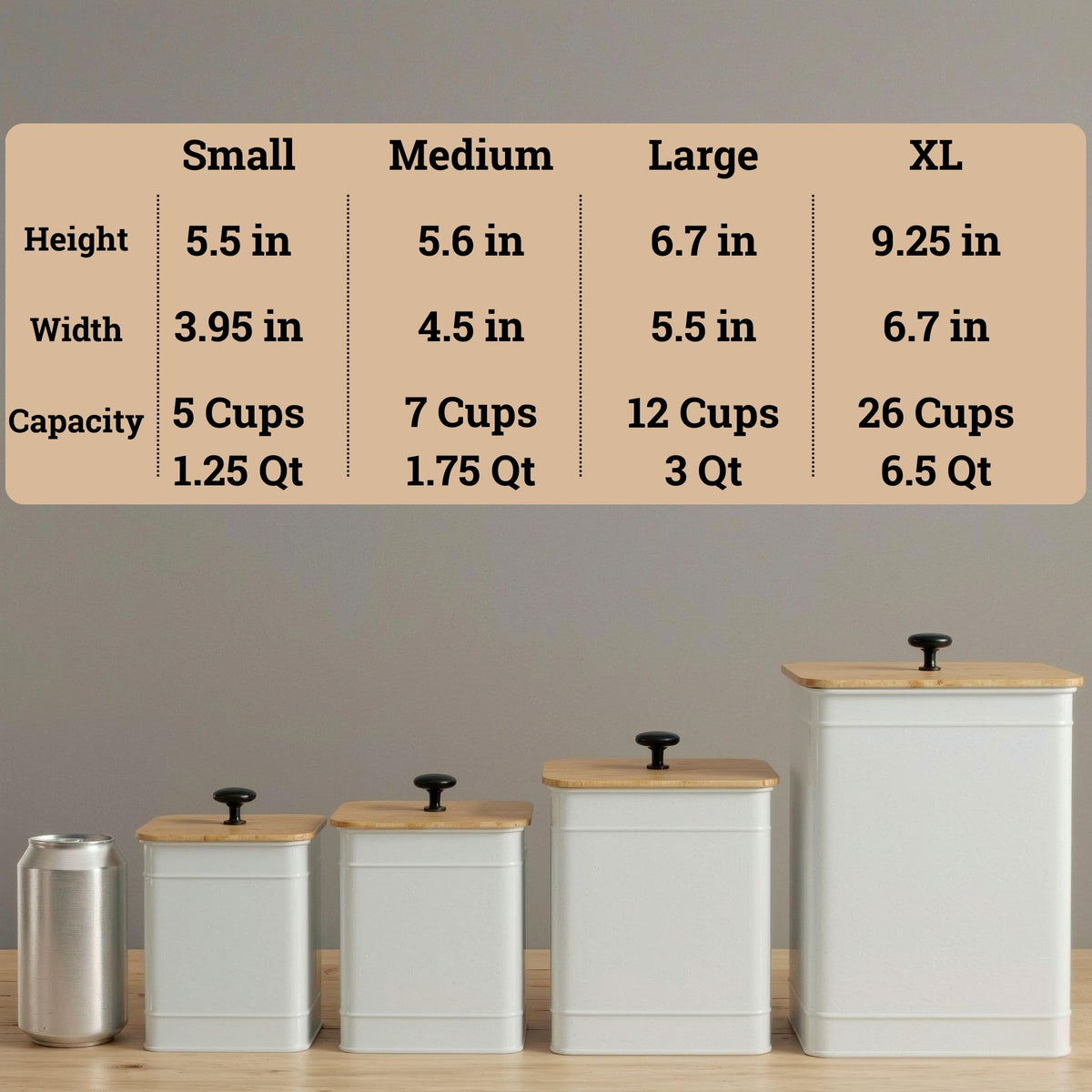 Sturdy iron jars offer durable, break-resistant kitchen storage