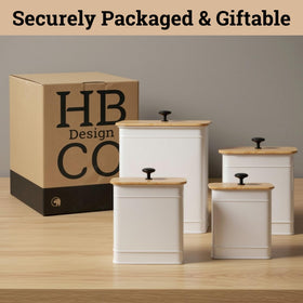 Four canisters arranged neatly, blending function with decor