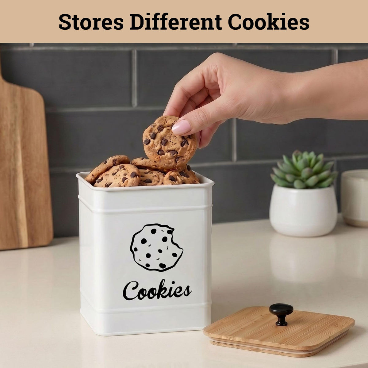 HB Design Co cookie jar with rubber-seal lid prevents moisture.