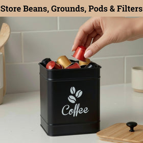 HB Design Co Square Canister on counter neatly reduces clutter.