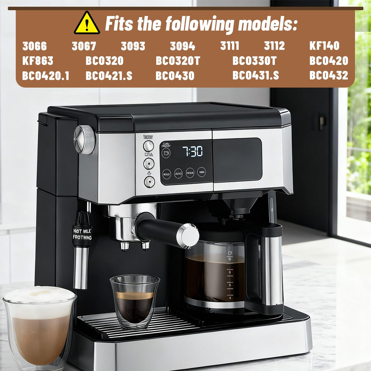HBCyole borosilicate glass carafe resists heat and shows brew level