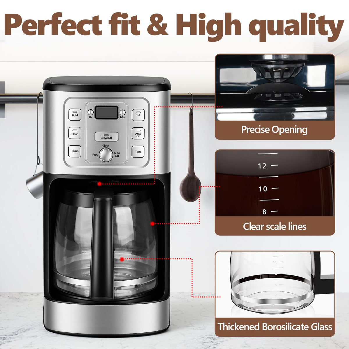 HBCyole tight-closure lid reduces drips during coffee pouring.