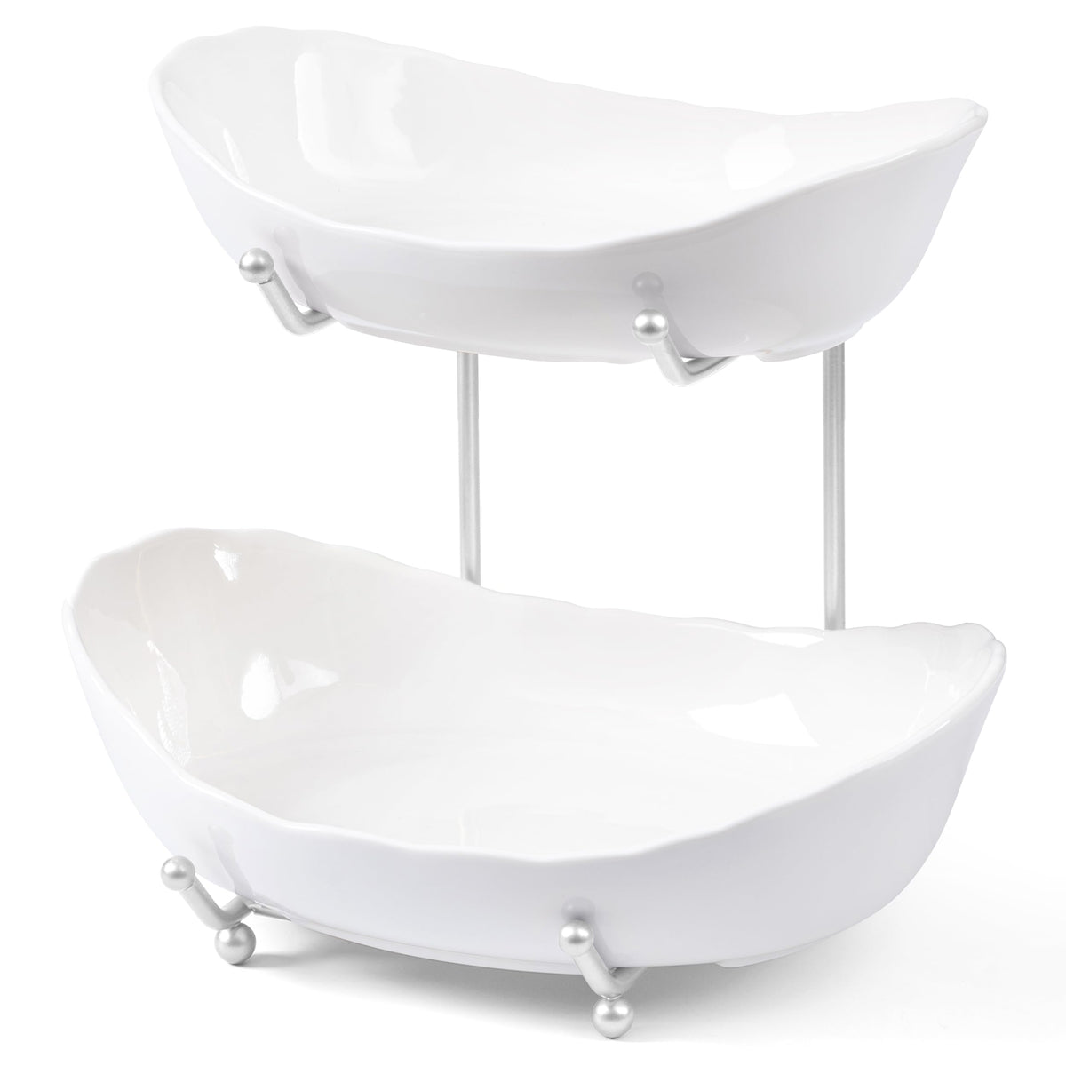 HBlife 3-tier ceramic fruit bowl on countertop for tidy produce display