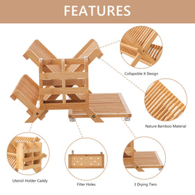 HBlife 3-tier drainer dries plates on top and mugs below efficiently.