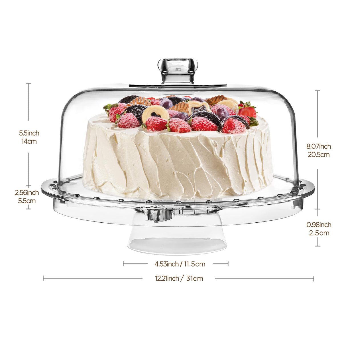 Crystal-clear acrylic dome close-up on HBlife stand highlights transparency