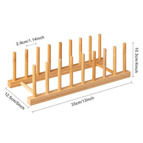 HBlife bamboo dish rack assembled with eight slots for plates and lids