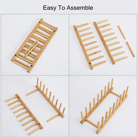 HBlife bamboo dish rack kitchen cabinet fit for organized drying